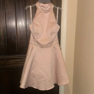 Chic Blush Halter Mini Dress